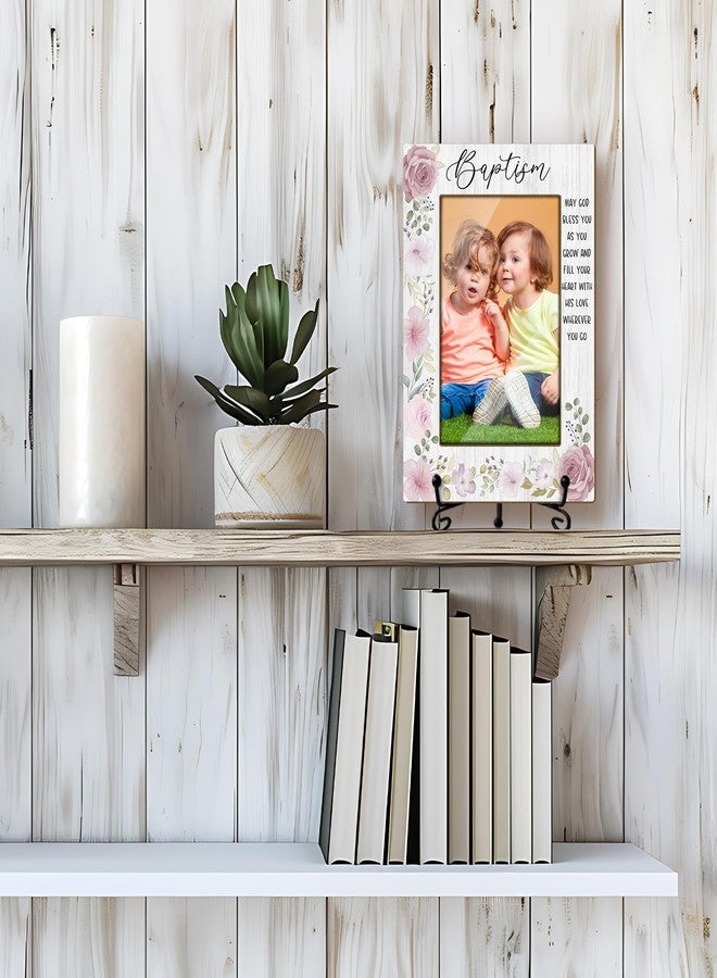 LWBEO Baptism Picture Frame, Christening Gifts From Godparents, 4x6 Photo Frame With Stand, Vertical Picture Frame For Tabletop -01 - Image 4